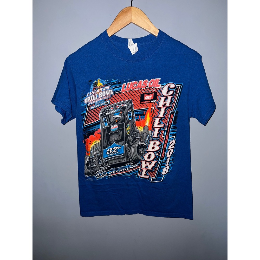 Lucas Oil Chili Bowl Nationals 2018 Racing T-Shirt Blue Small 32nd Annual Tulsa